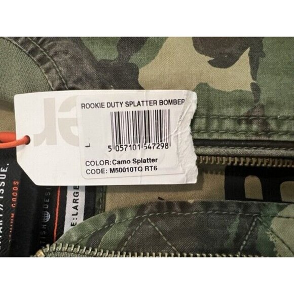 SUPERDRY Rookie Duty Splatter Bomber Jacket Size Large NWT - Picture 9 of 9